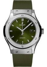 Load image into Gallery viewer, Hublot Classic Fusion Titanium Green Watch - 42 mm - Green Dial - Green Lined Rubber Strap-542.NX.8970.RX - Luxury Time NYC
