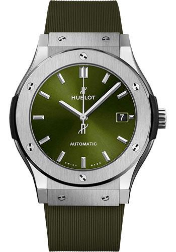 Hublot Classic Fusion Titanium Green Watch - 45 mm - Green Dial - Green Lined Rubber Strap-511.NX.8970.RX - Luxury Time NYC