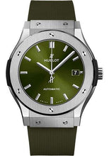 Load image into Gallery viewer, Hublot Classic Fusion Titanium Green Watch - 45 mm - Green Dial - Green Lined Rubber Strap-511.NX.8970.RX - Luxury Time NYC