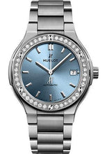 Load image into Gallery viewer, Hublot Classic Fusion Titanium Light Blue Watch-568.NX.891L.NX.1204 - Luxury Time NYC