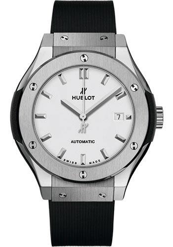 Hublot Classic Fusion Titanium Opalin Watch - 33 mm - Opaline Ed Dial - Black Rubber and Leather Strap-582.NX.2610.RX - Luxury Time NYC