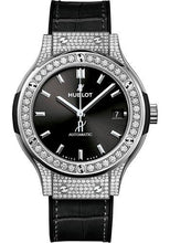 Load image into Gallery viewer, Hublot Classic Fusion Titanium Pave Watch - 38 mm - Black Dial - Black Rubber and Leather Strap-565.NX.1470.LR.1604 - Luxury Time NYC