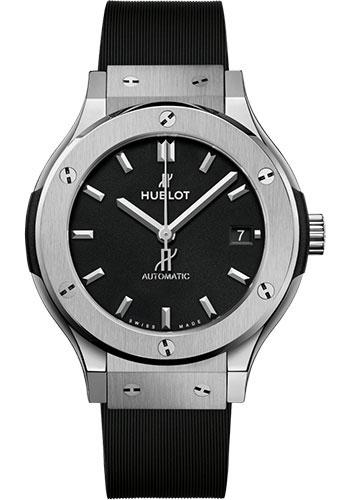 Hublot Classic Fusion Titanium Watch - 38 mm - Black Dial - Black Lined Rubber Strap-565.NX.1171.RX - Luxury Time NYC