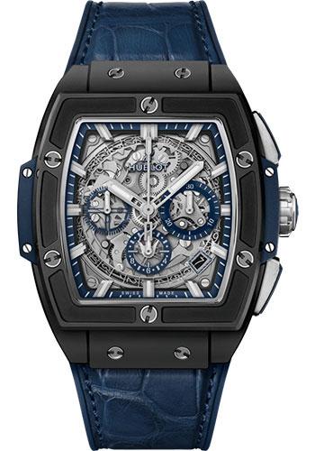 Hublot Spirit of Big Bang Ceramic Blue Watch - 42 mm - Sapphire Dial - Blue Rubber and Leather Strap-641.CI.7170.LR - Luxury Time NYC