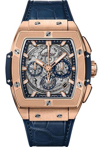 Hublot Spirit of Big Bang King Gold Blue Watch - 42 mm - Sapphire Dial - Blue Rubber and Leather Strap-641.OX.7180.LR - Luxury Time NYC