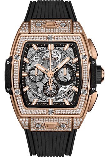 Hublot Spirit of Big Bang King Gold Pave Watch - 42 mm - Sapphire Dial - Black Rubber Strap-642.OX.0180.RX.1704 - Luxury Time NYC