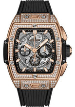 Load image into Gallery viewer, Hublot Spirit of Big Bang King Gold Pave Watch - 42 mm - Sapphire Dial - Black Rubber Strap-642.OX.0180.RX.1704 - Luxury Time NYC