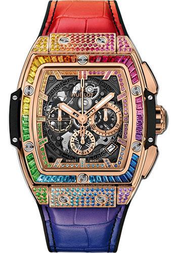 Hublot Spirit Of Big Bang King Gold Rainbow Watch - 42 mm - Black Skeleton Dial-641.OX.0110.LR.0999 - Luxury Time NYC