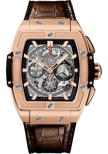 Hublot Spirit of Big Bang King Gold Watch - 42 mm - Sapphire Dial - Black Rubber and Brown Leather Strap-641.OX.0183.LR - Luxury Time NYC