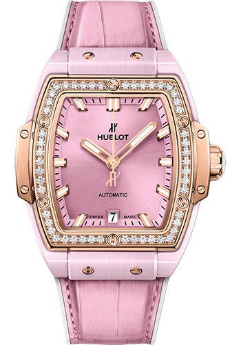 Hublot Spirit Of Big Bang Pink Ceramic King Gold Diamonds Watch - 39 mm - Pink Dial-665.RO.891P.LR.1204 - Luxury Time NYC