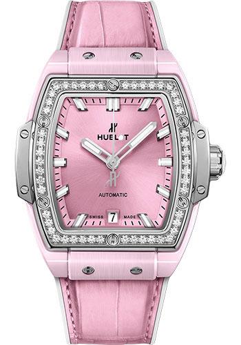 Hublot Spirit Of Big Bang Pink Ceramic Titanium Diamonds Watch - 39 mm - Pink Dial-665.RN.891P.LR.1204 - Luxury Time NYC