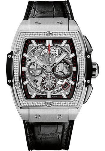 Hublot Spirit of Big Bang Titanium Diamonds Watch - 42 mm - Sapphire Dial - Black Rubber and Leather Strap-641.NX.0173.LR.1104 - Luxury Time NYC