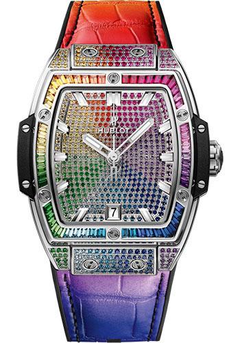 Hublot Spirit of Big Bang Titanium Rainbow Watch - 39 mm - Sapphire Crystal Dial - Black Rubber and Multicolored Leather Strap-665.NX.9910.LR.0999 - Luxury Time NYC