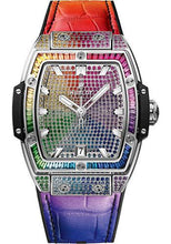 Load image into Gallery viewer, Hublot Spirit of Big Bang Titanium Rainbow Watch - 39 mm - Sapphire Crystal Dial - Black Rubber and Multicolored Leather Strap-665.NX.9910.LR.0999 - Luxury Time NYC