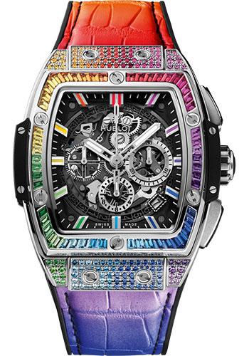 Hublot Spirit of Big Bang Titanium Rainbow Watch - 42 mm - Sapphire Crystal Dial - Black Rubber and Multicolored Leather Strap-641.NX.0117.LR.0999 - Luxury Time NYC