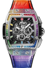 Load image into Gallery viewer, Hublot Spirit of Big Bang Titanium Rainbow Watch - 42 mm - Sapphire Crystal Dial - Black Rubber and Multicolored Leather Strap-641.NX.0117.LR.0999 - Luxury Time NYC