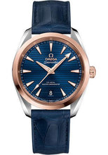 Load image into Gallery viewer, Omega Aqua Terra 150M Co-Axial Master Chronometer Watch - 38 mm Steel And Sedna Gold Case - Blue Dial - Blue Leather Strap - 220.23.38.20.03.001 - Luxury Time NYC