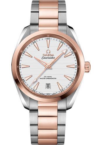 Omega Aqua Terra 150M Co-Axial Master Chronometer Watch - 38 mm Steel And Sedna Gold Case - Silvery Dial - Brushed And Polished Steel And Sedna Gold Bracelet - 220.20.38.20.02.001 - Luxury Time NYC