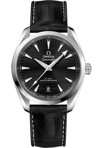 Omega Aqua Terra 150M Co-Axial Master Chronometer Watch - 38 mm Steel Case - Black Dial - Black Leather Strap - 220.13.38.20.01.001 - Luxury Time NYC