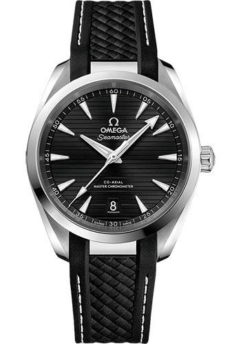 Omega Aqua Terra 150M Co-Axial Master Chronometer Watch - 38 mm Steel Case - Black Dial - Black Structured Rubber Strap - 220.12.38.20.01.001 - Luxury Time NYC