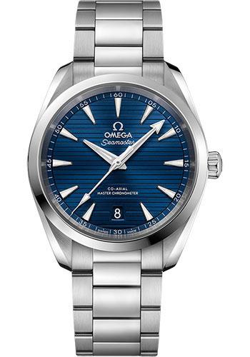 Omega Aqua Terra 150M Co-Axial Master Chronometer Watch - 38 mm Steel Case - Blue Dial - Brushed And Polished Steel Bracelet - 220.10.38.20.03.001 - Luxury Time NYC