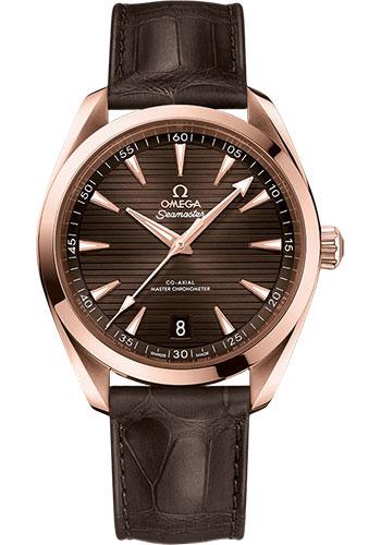 Omega Aqua Terra 150M Co-Axial Master Chronometer Watch - 41 mm Sedna Gold Case - Brown Dial - Brown Leather Strap - 220.53.41.21.13.001 - Luxury Time NYC