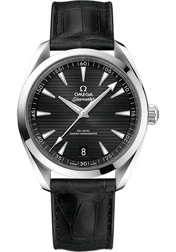 Omega Aqua Terra 150M Co-Axial Master Chronometer Watch - 41 mm Steel Case - Black Dial - Black Leather Strap - 220.13.41.21.01.001 - Luxury Time NYC