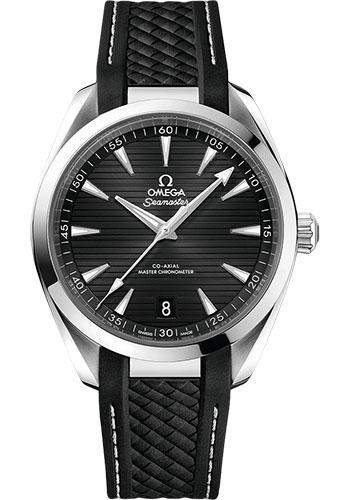 Omega Aqua Terra 150M Co-Axial Master Chronometer Watch - 41 mm Steel Case - Black Dial - Black Structured Rubber Strap - 220.12.41.21.01.001 - Luxury Time NYC