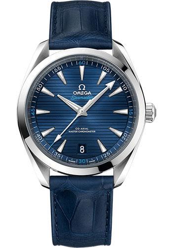 Omega Aqua Terra 150M Co-Axial Master Chronometer Watch - 41 mm Steel Case - Blue Dial - Blue Leather Strap - 220.13.41.21.03.001 - Luxury Time NYC