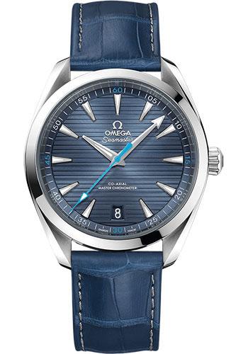 Omega Aqua Terra 150M Co-Axial Master Chronometer Watch - 41 mm Steel Case - Blue Dial - Blue Leather Strap - 220.13.41.21.03.002 - Luxury Time NYC