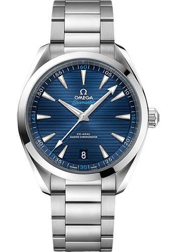 Omega Aqua Terra 150M Co-Axial Master Chronometer Watch - 41 mm Steel Case - Blue Dial - Brushed And Polished Steel Bracelet - 220.10.41.21.03.001 - Luxury Time NYC
