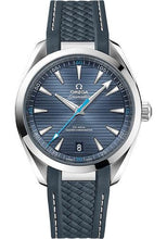 Load image into Gallery viewer, Omega Aqua Terra 150M Co-Axial Master Chronometer Watch - 41 mm Steel Case - Blue Dial - Grey Structured Rubber Strap - 220.12.41.21.03.002 - Luxury Time NYC
