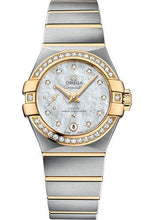 Load image into Gallery viewer, Omega Constellation Co-Axial Master CHRONOMETER Small Seconds Petite Seconde Watch - 27 mm Steel And Yellow Gold Case - White Mother-Of-Pearl Diamond Dial - 127.25.27.20.55.002 - Luxury Time NYC