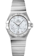 Load image into Gallery viewer, Omega Constellation Co-Axial Master CHRONOMETER Small Seconds Petite Seconde Watch - 27 mm Steel Case - White Mother-Of-Pearl Diamond Dial - 127.10.27.20.55.001 - Luxury Time NYC