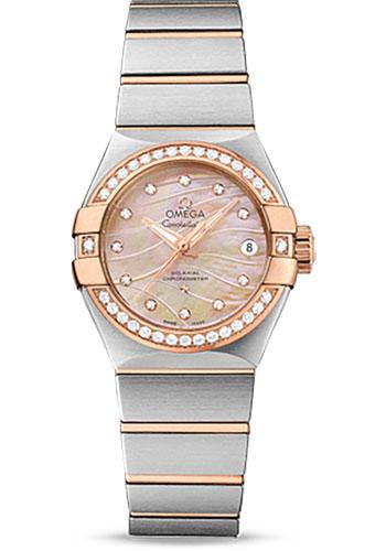 Omega Constellation Co-Axial Watch - 27 mm Steel And Red Gold Case - Diamond-Set Red Gold Bezel - Red Gold Mother-Of-Pearl Dial - Steel Bracelet - 123.25.27.20.57.003 - Luxury Time NYC