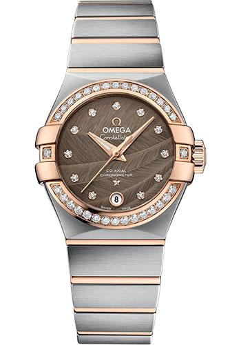 Omega Constellation Co-Axial Watch - 27 mm Steel And Red Gold Case - Praline Dial - 123.25.27.20.63.001 - Luxury Time NYC