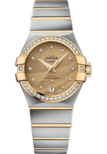 Omega Constellation Co-Axial Watch - 27 mm Steel And Yellow Gold Case - Sandy Champagne Dial - 123.25.27.20.58.002 - Luxury Time NYC