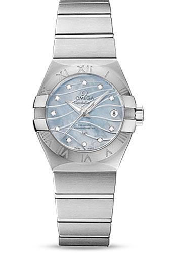 Omega Constellation Co-Axial Watch - 27 mm Steel Case - Blue Mother-Of-Pearl Dial - 123.10.27.20.57.001 - Luxury Time NYC