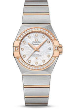 Load image into Gallery viewer, Omega Constellation Co-Axial Watch - 27 mm Steel Case - Diamond-Set 18K Red Gold Bezel - Mother-Of-Pearl Diamond Dial - 123.25.27.20.55.006 - Luxury Time NYC