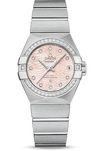 Load image into Gallery viewer, Omega Constellation Co-Axial Watch - 27 mm Steel Case - Diamond-Set Bezel - Pink Mother-Of-Pearl Dial - 123.15.27.20.57.002 - Luxury Time NYC
