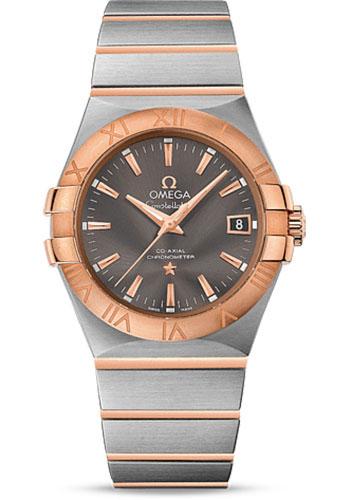 Omega Constellation Co-Axial Watch - 35 mm Steel Case - 18K Red Gold Bezel - Grey Dial - 123.20.35.20.06.002 - Luxury Time NYC