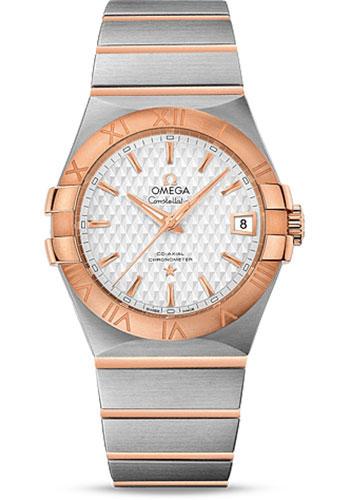 Omega Constellation Co-Axial Watch - 35 mm Steel Case - Red Gold Bezel - Silver Dial - Red Gold Bracelet - 123.20.35.20.02.005 - Luxury Time NYC