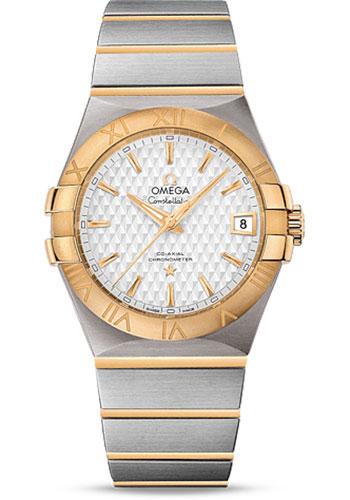 Omega Constellation Co-Axial Watch - 35 mm Steel Case - Yellow Gold Bezel - Silver Dial - Yellow Gold Bracelet - 123.20.35.20.02.006 - Luxury Time NYC