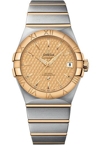 Omega Constellation Co-Axial Watch - 38 mm Steel And Yellow Gold Case - Champagne Dial - 123.20.38.21.08.002 - Luxury Time NYC