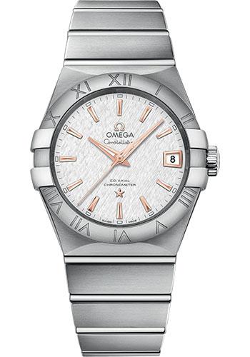 Omega Constellation Co-Axial Watch - 38 mm Steel Case - White -Silvery Dial - 123.10.38.21.02.002 - Luxury Time NYC