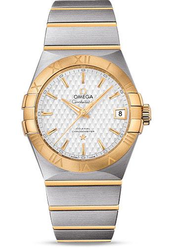 Omega Constellation Co-Axial Watch - 38 mm Steel Case - Yellow Gold Bezel - Silver Dial - Yellow Gold Bracelet - 123.20.38.21.02.009 - Luxury Time NYC