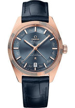 Load image into Gallery viewer, Omega Constellation Globemaster Co-Axial Master Chronometer Annual Calendar Watch - 41 mm Sedna Gold Case - Fluted Bezel - Blue Dial - Blue Leather Strap - 130.53.41.22.03.001 - Luxury Time NYC