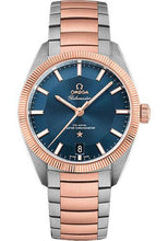 Load image into Gallery viewer, Omega Constellation Globemaster Co-Axial Master Chronometer Watch - 39 mm Steel And Sedna Gold Case - Sedna Gold Fluted Bezel - Blue Dial - 130.20.39.21.03.001 - Luxury Time NYC