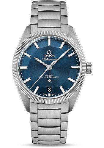 Omega Constellation Globemaster Co-Axial Master Chronometer Watch - 39 mm Steel Case - Fluted Bezel - Blue Dial - 130.30.39.21.03.001 - Luxury Time NYC