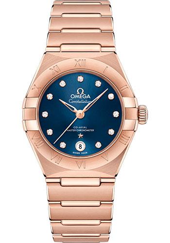 Omega Constellation Manhattan Co-Axial Master Chronometer Watch - 29 mm Sedna Gold Case - Blue Diamond Dial - 131.50.29.20.53.001 - Luxury Time NYC
